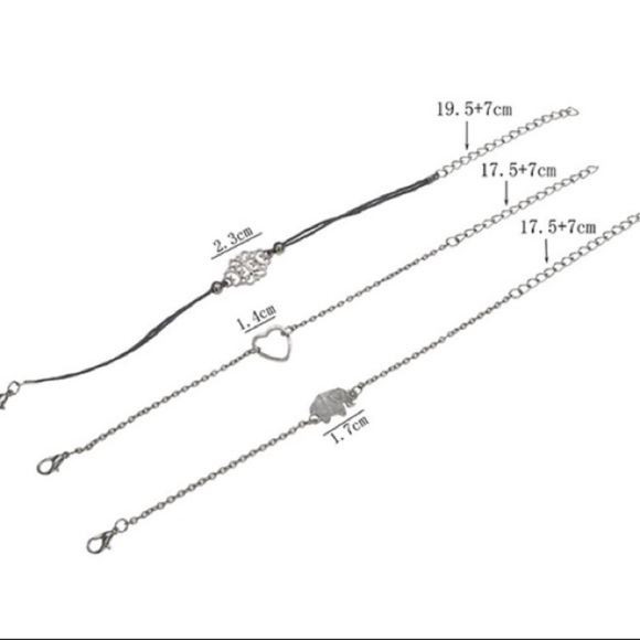 3pc bracelet—origami elephant, Moroccan, heart - Picture 3 of 3
